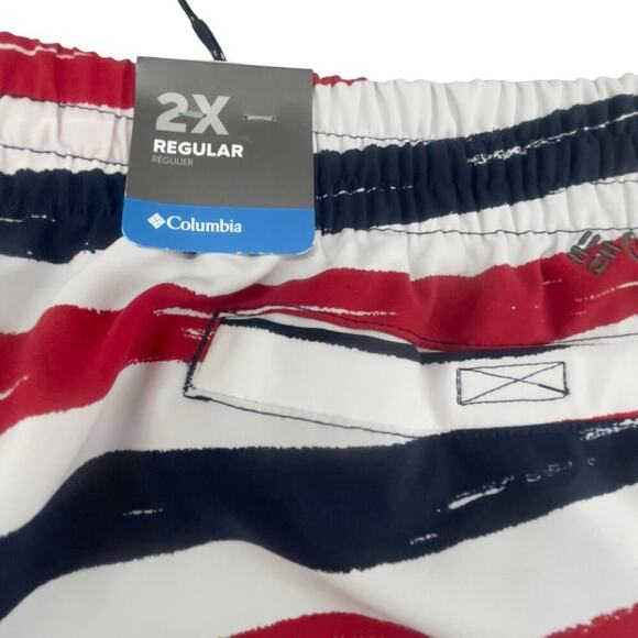 Columbia Summertide Stretch™ Printed Shorts Red White Blue Stripes Men Size 2X - Picture 6 of 9